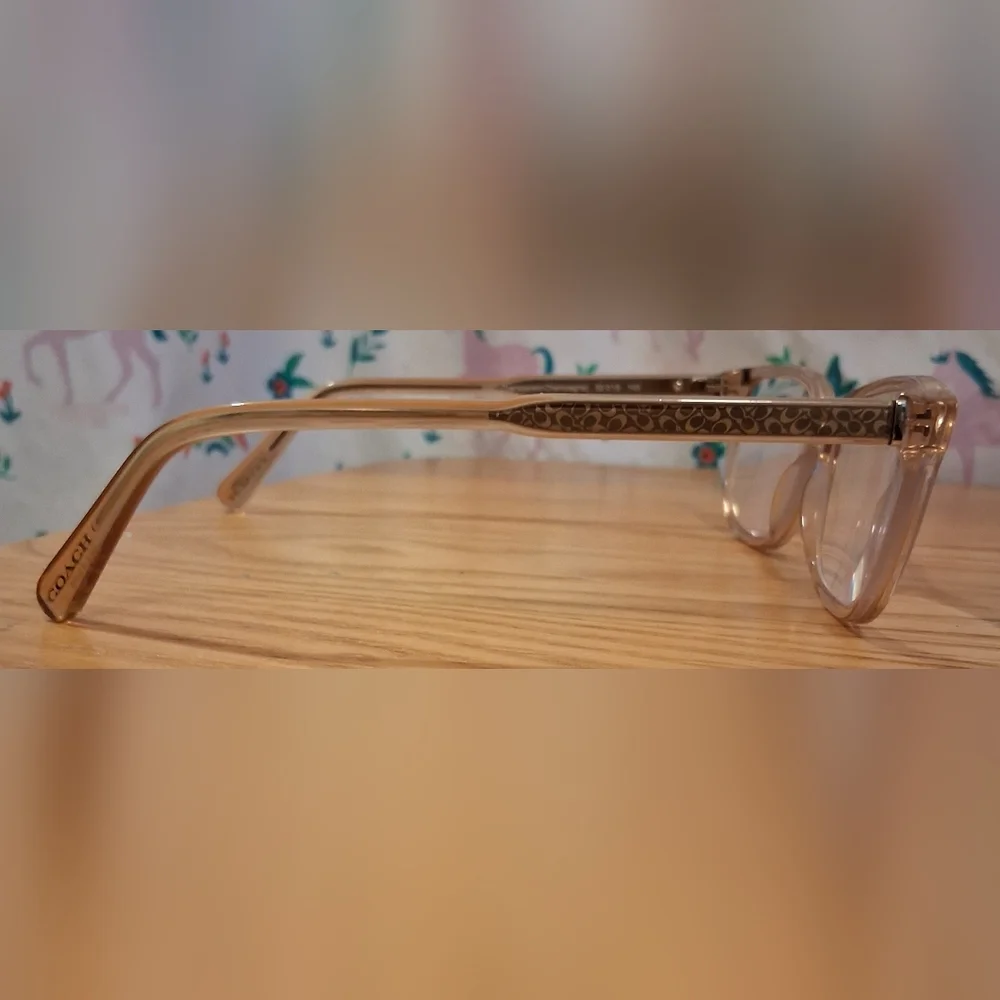 EUC Y2K Coach HC6143 Transparent Champagne Logo Glasses Reading Frames